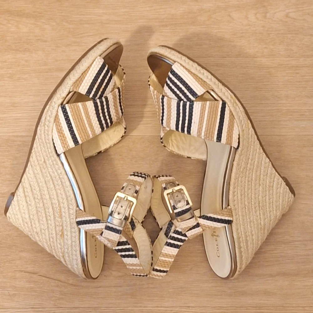 Cole‎ Haan Hart Striped Wedge Sandals